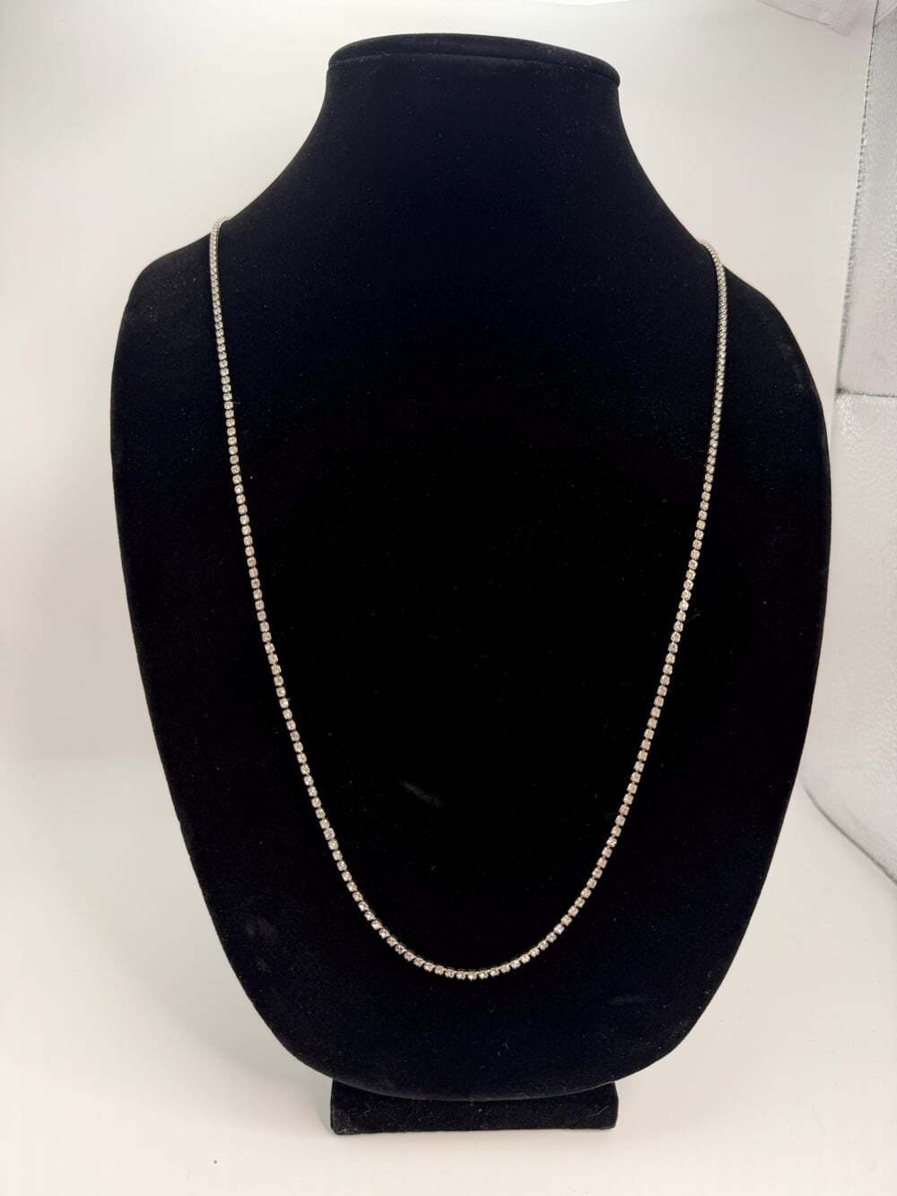 Miriam Haskell Signed 24" Rhinestone Single-strand Tennis Rivière Necklace